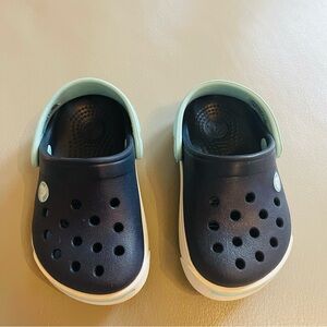 CROCS Kids Navy and Mint Water Shoes